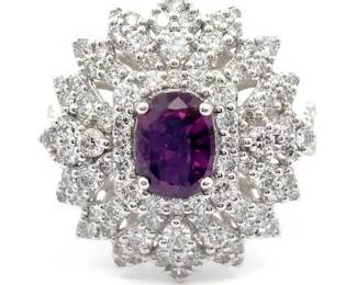 2.96 Carat Natural Kashmir Sapphire & Natural Diamond Ring in Platinum w/ GIA Report