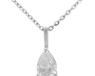 0.50 Carat Diamond Pear Drop Solitaire Pendant Necklace