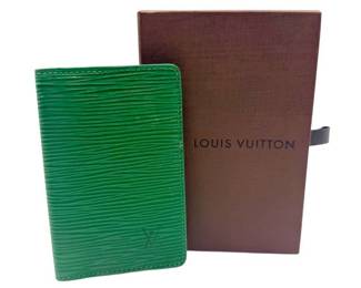 Louis Vuitton Epi Leather Card Holder / Slim Wallet (Green) + Box
