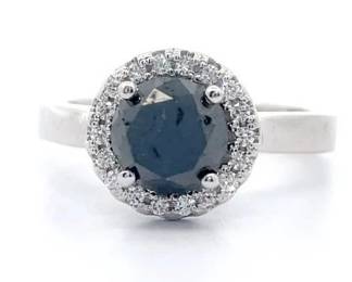 1.83 Carat Natural Black and White Diamond Ring in 14K White Gold