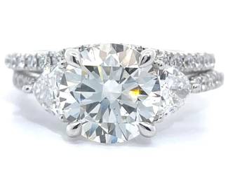 4.25 Carat Diamond Engagement & Wedding Band Two-Piece Bridal Set in 14k White Gold