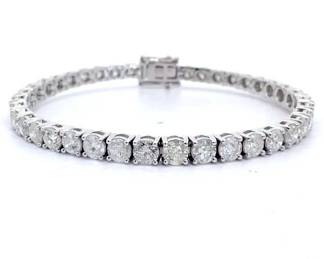 11.52 Carat Natural Diamond Bracelet in 14K White Gold