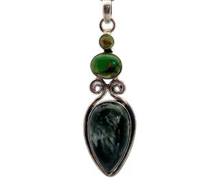Vintage Southwestern Green Stone Drop Pendant