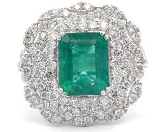 Oscar Friedman 5.05 Carat Natural Emerald & Natural Diamond Ring in Platinum w/ GIA Report
