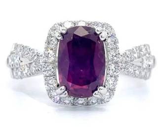 2.72 Carat Natural Kashmir Sapphire & Natural Diamond Ring in Platinum w/ GIA Report