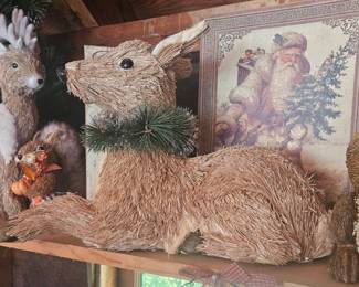 Straw reindeer figures