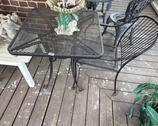 WROUGHT IRON TABLE AND CHAIR