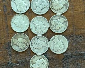 (10) Group of Ten Mercury Silver Dimes