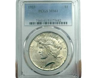 1923 Peace Silver Dollar; PCGS MS61
