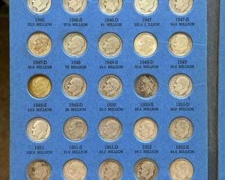 Whitman Pre-1965 Roosevelt Silver Dime Collection