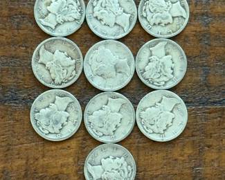 (10) Group of Ten Mercury Silver Dimes