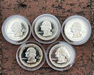 (5) Washington 90% Silver Statehood Quarters - Pennsylvania, Connecticut, New Jersey, Delaware, Georgia