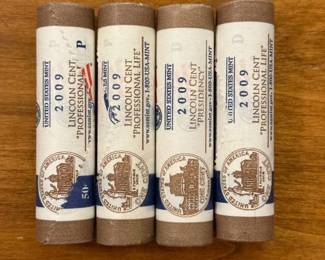 (4) Four Rolls of 2009 Lincoln Professional Life & Presidency Uncirculated Pennies