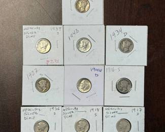 (10) Group of Ten Mercury Silver Dimes