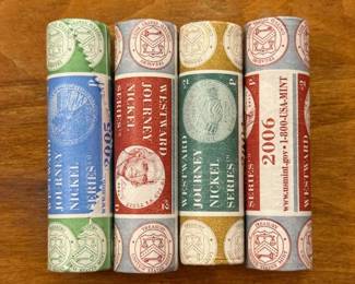 (4) Four Rolls of 2004 - 2006 Uncirculated Jefferson Westward Journey Nickels