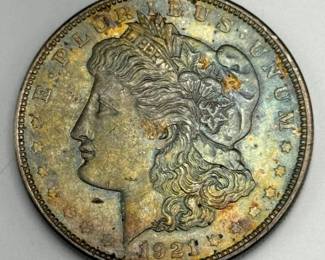 Nice Natural Toning! 1921 D Morgan Silver Dollar