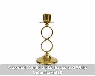 Assorted Candlesticks Brass and White Ceramic or Metal second image