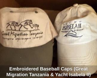 Embroidered Baseball Caps Great Migration Tanzania  Yacht Isabela II