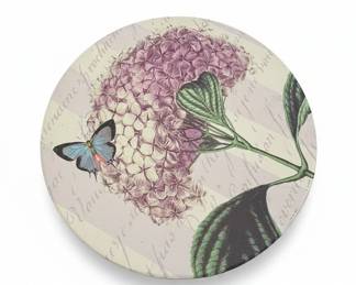 Decorative Round Box with Hydrangea and Butterfly Motif