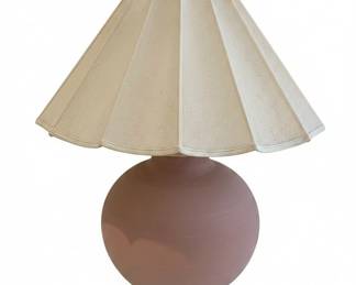 Pink Ceramic Sphere Table Lamp with Scalloped Pleated Shade