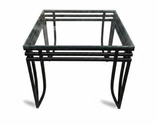 Wrought Iron and Glass Side Table