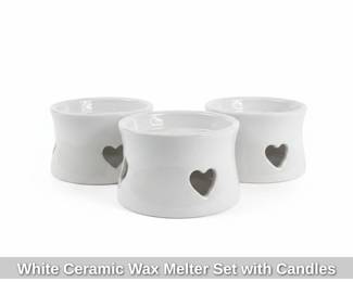 White Ceramic Wax Melter Set with Candles second image