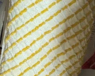 White and Yellow Striped Woven Throw Blanket
