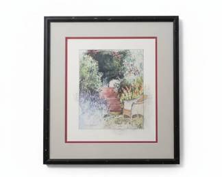 Richard Ackerman Garden Scene Watercolor