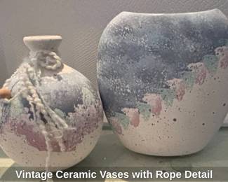 Vintage Ceramic Vases with Rope Detail