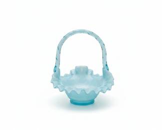 Blue Opalescent Hobnail Glass Basket with Clear Pedestal Stand
