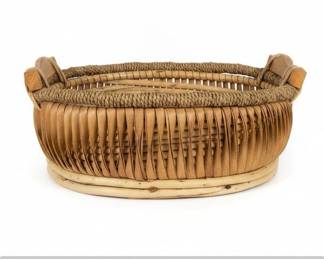 Woven Rattan Oval Basket with Rope Handles