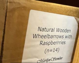 Natural Wooden Wheelbarrow with Raspberries