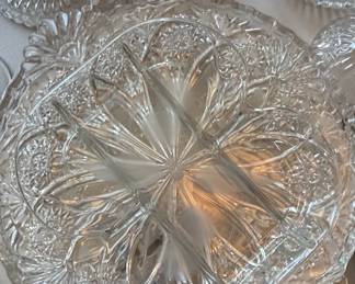 American Brilliant Period Cut Glass Divided Relish Dish