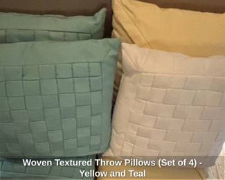 Woven Textured Throw Pillows Set of   Yellow and Teal