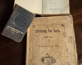 Antique Danish Religious and Childrens Books with Northwestern National Bank Passbook