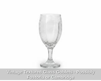 Vintage Textured Glass Goblets  Possibly Fostoria or Cambridge second image