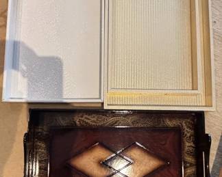 Decorative Serving Trays Set of   Paisley and Geometric Inlay