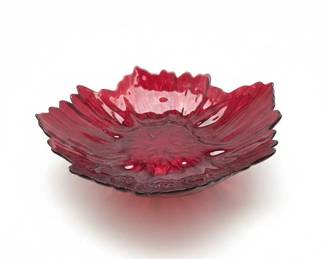 Red Slag Glass Rose Bowl