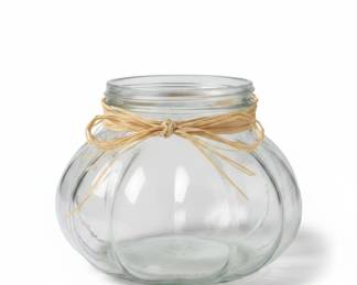 Glass Pumpkin Jar with Raffia Tie