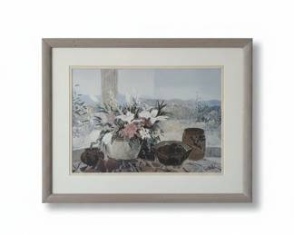 Still Life with Vases and Landscape by Ellen Gunn