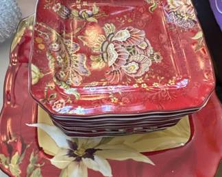 Fifth Gabrielle Red Square Salad Plates Set of