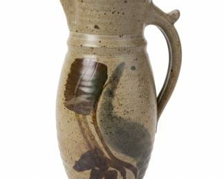 Stoneware Pitcher with Floral Motif by Mel Cornshucker