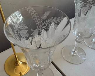 Etched Crystal Wine Glasses  Fostoria Navarre Pattern