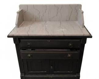 Victorian Walnut Marble Top Washstand