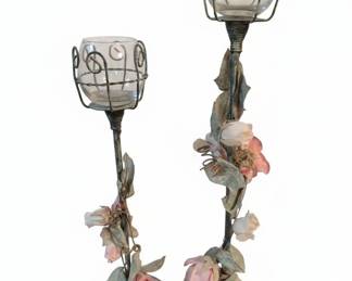 Vintage Floral Candlestick Holders