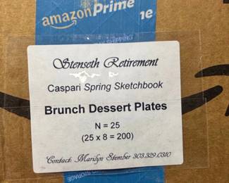 Caspari Spring Sketchbook Brunch Dessert Plates