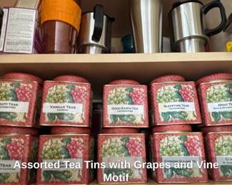 Assorted Tea Tins with Grapes and Vine Motif