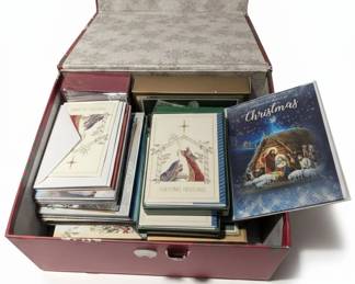 Vintage Religious Christmas Card Collection in Decorative Box