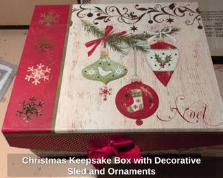 Christmas Keepsake Box with Decorative Sled and Ornaments