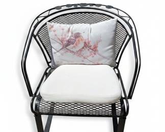 Vintage Russell Woodard Peony Flower Wrought Iron Patio Chair